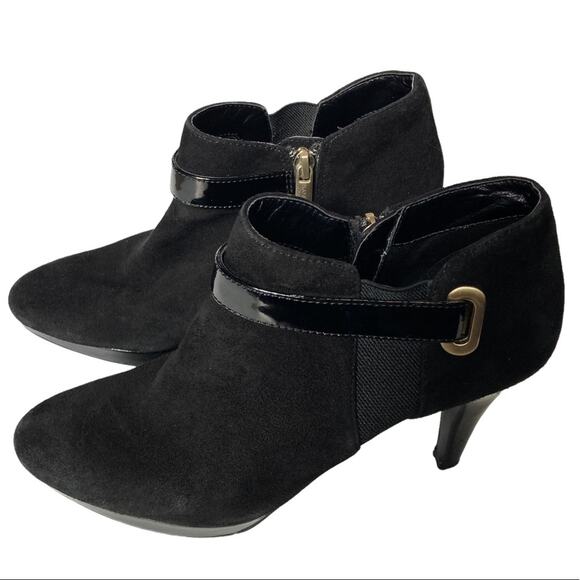 Bandolino Bocambria Booties Black  size US 8 Suede Patent Leather - Picture 1 of 10